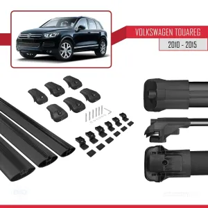 Volkswagen Touareg 2010-2015 Arası ile uyumlu ACE-1 Ara Atkı Tavan Barı SİYAH 3 ADET BAR thumb 5
