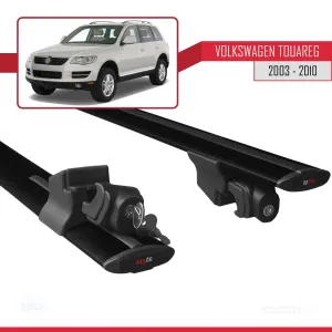 Volkswagen Touareg 2003-2010 Arası ile uyumlu HOOK Model Anahtar Kilitli Ara Atkı Tavan Barı SİYAH thumb 5