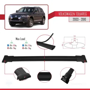 Volkswagen Touareg 2003-2010 Arası ile uyumlu FLY Model Ara Atkı Tavan Barı SİYAH - Görsel 4