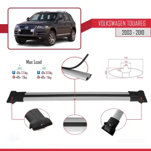 Volkswagen Touareg 2003-2010 Arası ile Uyumlu FLY Model Ara Atkı Tavan Barı GRİ 3 ADET BAR thumb 4
