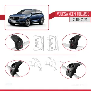 Volkswagen Touareg (CR) 2019 ve Sonrası ile uyumlu ACE-2 Ara Atkı Tavan Barı GRİ thumb 5