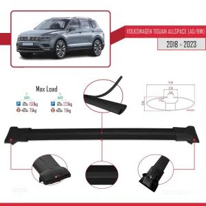 Volkswagen Tiguan Allspace (AD/BW) 2018-2023 Arası ile Uyumlu FLY Model Ara Atkı Tavan Barı SİYAH thumb 4
