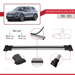 Volkswagen Tiguan Allspace (AD/BW) 2018-2023 Arası ile uyumlu FLY Model Ara Atkı Tavan Barı GRİ 3 ADET BAR thumb 4