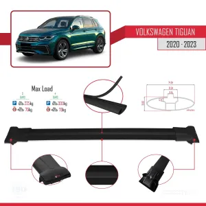 Volkswagen Tiguan 2020-2023 Arası ile Uyumlu FLY Model Ara Atkı Tavan Barı SİYAH 3 ADET BAR thumb 4