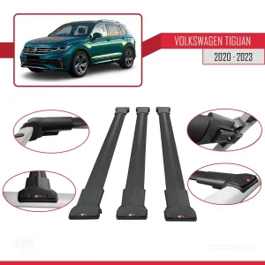 Volkswagen Tiguan 2020-2023 Arası ile Uyumlu FLY Model Ara Atkı Tavan Barı SİYAH 3 ADET BAR thumb 5