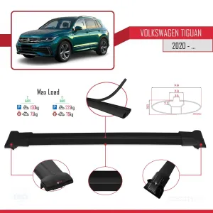Volkswagen Tiguan 2020-2023 Arası ile Uyumlu FLY Model Ara Atkı Tavan Barı SİYAH - Görsel 4