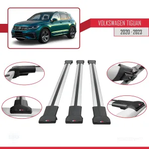 Volkswagen Tiguan 2020-2023 Arası ile Uyumlu FLY Model Ara Atkı Tavan Barı GRİ 3 ADET BAR thumb 5