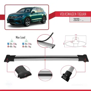 Volkswagen Tiguan 2020-2023 Arası ile Uyumlu FLY Model Ara Atkı Tavan Barı GRİ thumb 4
