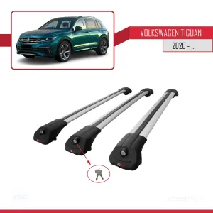 Volkswagen Tiguan 2020-2023 Arası ile uyumlu ACE-1 Ara Atkı Tavan Barı GRİ 3 ADET BAR thumb 4