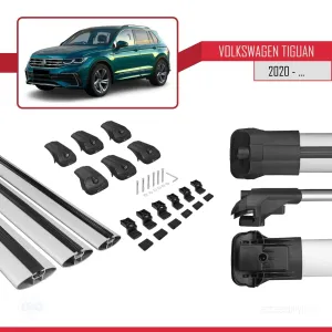Volkswagen Tiguan 2020-2023 Arası ile uyumlu ACE-1 Ara Atkı Tavan Barı GRİ 3 ADET BAR thumb 5