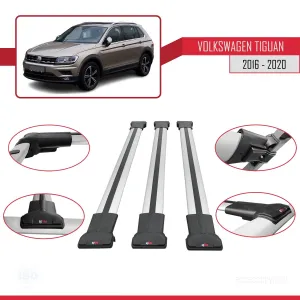 Volkswagen Tiguan 2016-2020 Arası ile Uyumlu FLY Model Ara Atkı Tavan Barı GRİ 3 ADET BAR thumb 5