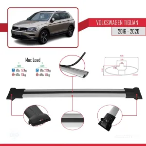 Volkswagen Tiguan 2016-2020 Arası ile uyumlu FLY Model Ara Atkı Tavan Barı GRİ - Görsel 4