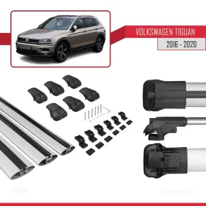 Volkswagen Tiguan 2016-2020 Arası ile uyumlu ACE-1 Ara Atkı Tavan Barı GRİ 3 ADET BAR thumb 5