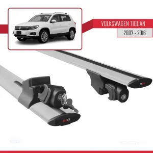 Volkswagen Tiguan 2007-2016 Arası ile uyumlu HOOK Model Anahtar Kilitli Ara Atkı Tavan Barı GRİ thumb 5