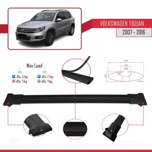 Volkswagen Tiguan 2007-2016 Arası ile uyumlu FLY Model Ara Atkı Tavan Barı SİYAH - Görsel 4