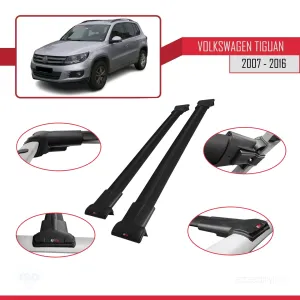Volkswagen Tiguan 2007-2016 Arası ile uyumlu FLY Model Ara Atkı Tavan Barı SİYAH - Görsel 5