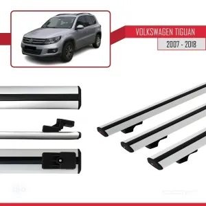 Volkswagen Tiguan 2007-2016 Arası ile uyumlu Basic Model Ara Atkı Tavan Barı GRİ 3 ADET - Görsel 3