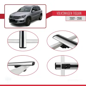 Volkswagen Tiguan 2007-2016 Arası ile uyumlu Basic Model Ara Atkı Tavan Barı GRİ 3 ADET - Görsel 4