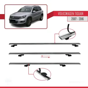 Volkswagen Tiguan 2007-2016 Arası ile uyumlu Basic Model Ara Atkı Tavan Barı GRİ 3 ADET - Görsel 5