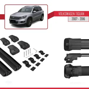 Volkswagen Tiguan 2007-2016 Arası ile uyumlu ACE-1 Ara Atkı Tavan Barı SİYAH - Görsel 5