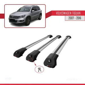 Volkswagen Tiguan 2007-2016 Arası ile uyumlu ACE-1 Ara Atkı Tavan Barı GRİ 3 ADET BAR thumb 4