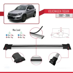 Volkswagen Tiguan 2007-2016  Arası ile uyumlu FLY Model Ara Atkı Tavan Barı GRİ - Görsel 4