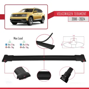 Volkswagen Teramont 2018 Ve Sonrası ile uyumlu Fly Model Ara Atkı Tavan Barı SİYAH 3 ADET BAR thumb 4
