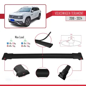 Volkswagen Teramont 2018 ve Sonrası ile Uyumlu FLY Model Ara Atkı Tavan Barı SİYAH - Görsel 4