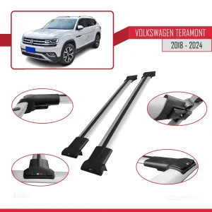 Volkswagen Teramont 2018 ve Sonrası ile Uyumlu FLY Model Ara Atkı Tavan Barı GRİ - Görsel 5
