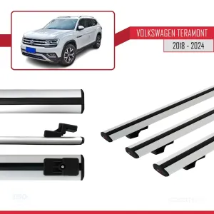 Volkswagen Teramont 2018 ve Sonrası ile uyumlu Basic Model Ara Atkı Tavan Barı GRİ 3 ADET thumb 5