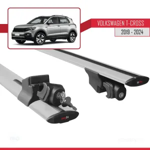 Volkswagen T-Cross (C11) 2019 ve Sonrası ile uyumlu HOOK Model Anahtar Kilitli Ara Atkı Tavan Barı GRİ thumb 5