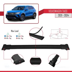 Volkswagen Taos 2021 ve Sonrası ile Uyumlu FLY Model Ara Atkı Tavan Barı SİYAH 3 ADET BAR thumb 4
