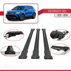 Volkswagen Taos 2021 ve Sonrası ile Uyumlu FLY Model Ara Atkı Tavan Barı SİYAH 3 ADET BAR thumb 5