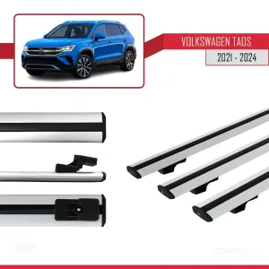 Volkswagen Taos 2021 ve Sonrası ile uyumlu Basic Model Ara Atkı Tavan Barı GRİ 3 ADET thumb 5