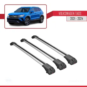 Volkswagen Taos 2021 ve Sonrası ile uyumlu ACE-1 Ara Atkı Tavan Barı GRİ 3 ADET BAR thumb 3