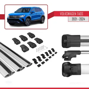 Volkswagen Taos 2021 ve Sonrası ile uyumlu ACE-1 Ara Atkı Tavan Barı GRİ 3 ADET BAR thumb 5