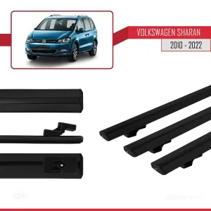 Volkswagen Sharan 2010-2022 Arası ile uyumlu Basic Model Ara Atkı Tavan Barı SİYAH 3 ADET thumb 5