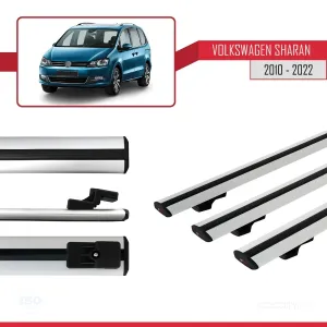 Volkswagen Sharan 2010-2022 Arası ile uyumlu Basic Model Ara Atkı Tavan Barı GRİ 3 ADET - Görsel 5