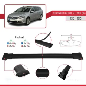 Volkswagen Passat Alltrack (B7) 2012-2015 Arası ile Uyumlu FLY Model Ara Atkı Tavan Barı SİYAH - Görsel 4