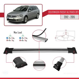 Volkswagen Passat Alltrack (B7) 2012-2015 Arası ile Uyumlu FLY Model Ara Atkı Tavan Barı GRİ - Görsel 4