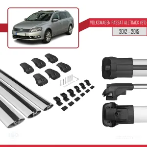 Volkswagen Passat Alltrack (B7) 2012-2015 Arası ile uyumlu ACE-1 Ara Atkı Tavan Barı GRİ 3 ADET BAR thumb 5