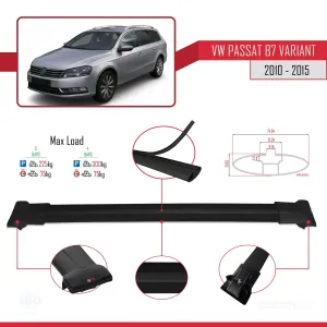 Volkswagen Passat (B7) VARIANT 2010-2015 Arası ile Uyumlu FLY Model Ara Atkı Tavan Barı SİYAH 3 ADET BAR - Görsel 4