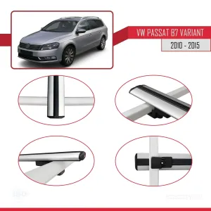 Volkswagen Passat (B7) VARIANT 2010-2015 Arası ile uyumlu Basic Model Ara Atkı Tavan Barı GRİ 3 ADET - Görsel 4