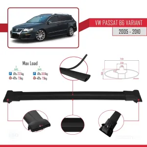 Volkswagen Passat (B6) VARIANT 2005-2010 Arası ile Uyumlu FLY Model Ara Atkı Tavan Barı SİYAH 3 ADET BAR - Görsel 4