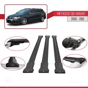 Volkswagen Passat (B6) VARIANT 2005-2010 Arası ile Uyumlu FLY Model Ara Atkı Tavan Barı SİYAH 3 ADET BAR - Görsel 5