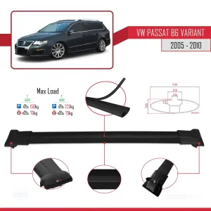 Volkswagen Passat (B6) VARIANT 2005-2010 Arası ile uyumlu FLY Model Ara Atkı Tavan Barı SİYAH - Görsel 4