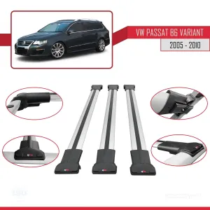 Volkswagen Passat (B6) VARIANT 2005-2010 Arası ile Uyumlu FLY Model Ara Atkı Tavan Barı GRİ 3 ADET BAR - Görsel 5