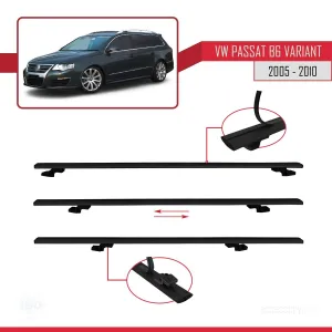 Volkswagen Passat (B6) VARIANT 2005-2010 Arası ile uyumlu Basic Model Ara Atkı Tavan Barı SİYAH 3 ADET - Görsel 5