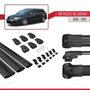 Volkswagen Passat (B6) VARIANT 2005-2010 Arası ile uyumlu ACE-1 Ara Atkı Tavan Barı SİYAH 3 ADET BAR thumb 5