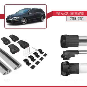 Volkswagen Passat (B6) SW 2005-2010 Arası ile uyumlu ACE-1 Ara Atkı Tavan Barı GRİ thumb 5
